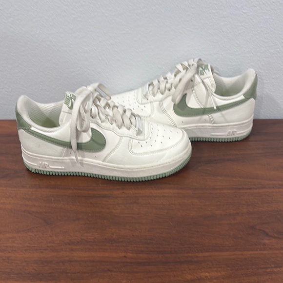 Nike Air Force 1 Cream and Olive Sneakers - Picture 5 of 9